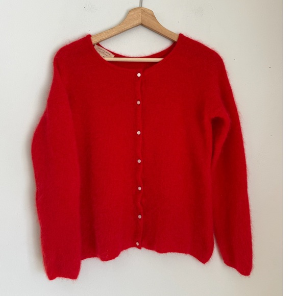 Sezane Gaspard Cardigan Sweater in Red - Picture 3 of 9